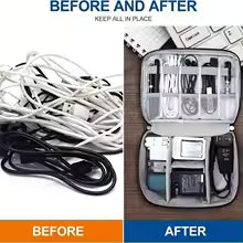 Cable Storage Bag Waterproof Digital Electronic Organizer Portable USB
