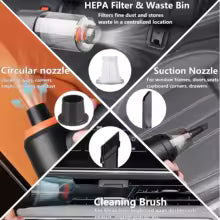 6 IN 1 Car Vacuum Cleaner Suction Blow Vaccum Vacum Wireless Home Handheld